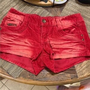 Vibrant Red Corduroy Women Jean Shorts